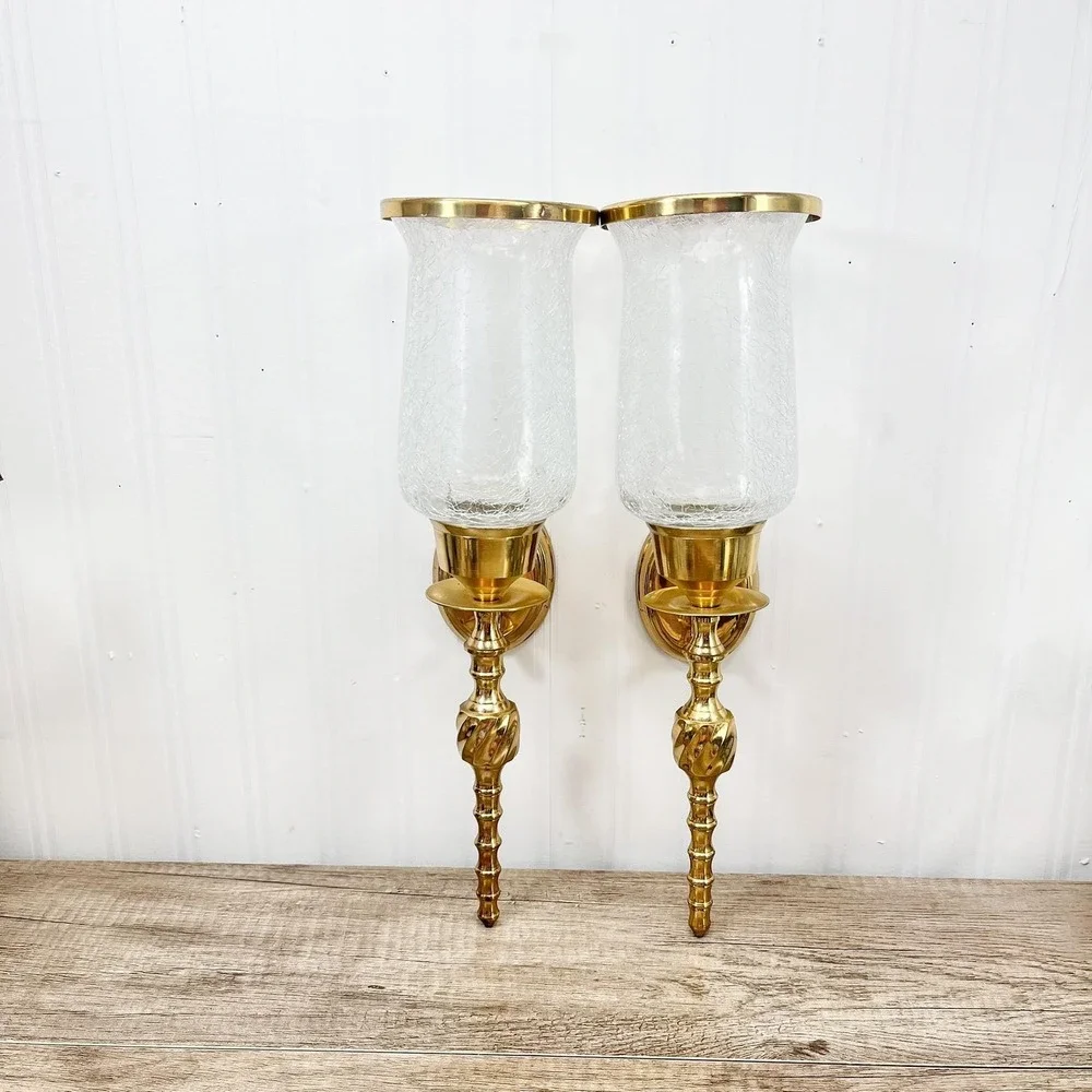 Vintage Brass Arm Wall Sconce Candle Holder Pair | Hollywood‎ Regency